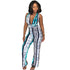 Striped Cross Back Sashes Backless Long Jumpsuit With Wide Leg #Backless #Striped #Wide Leg