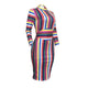 Colorful Striped Stand CollarMid Dress #Long Sleeve #Striped #Print SA-BLL36264 Fashion Dresses and Midi Dress by Sexy Affordable Clothing