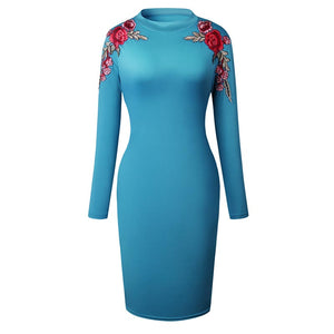 Women's Floral Bodycon Dress #Midi Dress #Bodycon Dress #Blue SA-BLL36001-1 Fashion Dresses and Bodycon Dresses by Sexy Affordable Clothing