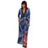 Alessia Blue Multi-Color Semi-Sheer Bodysuit Dress #Blue #Bodysuit