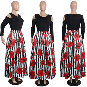 African Print Thicken Long Sleeve Blouse and Long Skirt #Long Sleeve #Two Piece #Print #Dashiki #African SA-BLL2435-1 Sexy Clubwear and Skirt Sets by Sexy Affordable Clothing