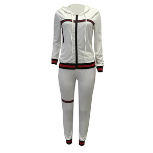 Trendy Zipper Up Casual Pantsuit With Hooded #Tracksuit #Two Piece #Hooded SA-BLL28018-1 Sexy Clubwear and Pant Sets by Sexy Affordable Clothing