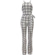 Sexy Checks Halter Plaid Jumpsuit With Open Back #Jumpsuit #White #Halter #Plaid SA-BLL55446-1 Women's Clothes and Jumpsuits & Rompers by Sexy Affordable Clothing