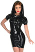 Sexy Ladies Gothic PVC Zip Up Bodycon Mini Dress