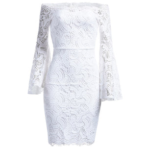 Occassional Off Shoulder Lace Dress With Wide Cuffs #Lace #White #Off Shoulder SA-BLL36166-1 Fashion Dresses and Midi Dress by Sexy Affordable Clothing