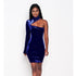 Blue Bella Bell Sleeve Velvet Dress #One Shoulder