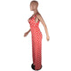 Polka V-neck Jumpsuit #V-Neck #Wide Leg #Polka SA-BLL55578 Women's Clothes and Jumpsuits & Rompers by Sexy Affordable Clothing