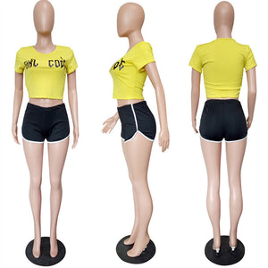 Fashion Sexy Sports Crop Top and Shorts #Two Piece #Crop Top #Sports SA-BLL282772 Sexy Clubwear and Pant Sets by Sexy Affordable Clothing