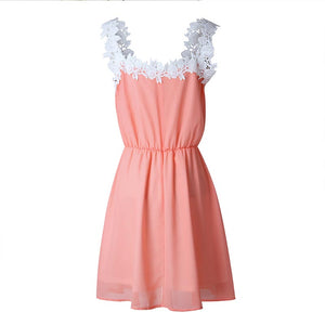 New Lace Chiffon Sleeveless Short Mini Dress #Mini Dress #Pink SA-BLL282424-1 Fashion Dresses and Mini Dresses by Sexy Affordable Clothing