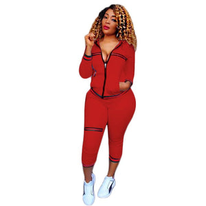 Trendy Zipper Up Casual Pantsuit With Hooded #Tracksuit #Two Piece #Hooded SA-BLL28018-3 Sexy Clubwear and Pant Sets by Sexy Affordable Clothing