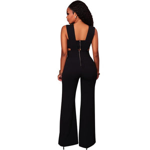 Nikka Black Cut Out Slit Legs Jumpsuit #Jumpsuit #Black SA-BLL55366-2 Women's Clothes and Jumpsuits & Rompers by Sexy Affordable Clothing