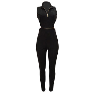 Black Solid Sexy Backless Bodycon Overalls Playsuit #Black SA-BLL55392 Women's Clothes and Jumpsuits & Rompers by Sexy Affordable Clothing