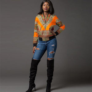 Dashiki Bomber Jacket #Top #Orange SA-BLL603-5 Women's Clothes and Blouses & Tops by Sexy Affordable Clothing