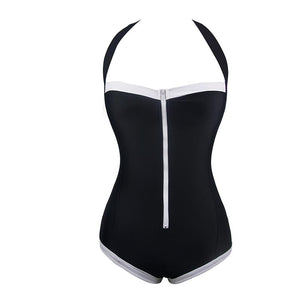 Women's Hanging Neck Halter Triangle Type One Piece Bathing Suit #Black SA-BLL32608 Sexy Swimwear and Bikini Swimwear by Sexy Affordable Clothing