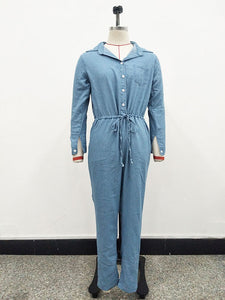 Fashion Motorsport Bandage Denim Jumpsuit #Long Sleeve #Denim #Bandage SA-BLL55607 Women's Clothes and Jumpsuits & Rompers by Sexy Affordable Clothing