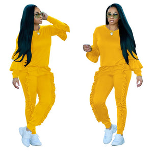 Fatima Ruffle Jogger Set #Two Piece #Ruffle SA-BLL28020-2 Sexy Clubwear and Pant Sets by Sexy Affordable Clothing