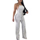 Sexy Checks Halter Plaid Jumpsuit With Open Back #Jumpsuit #White #Halter #Plaid SA-BLL55446-1 Women's Clothes and Jumpsuits & Rompers by Sexy Affordable Clothing