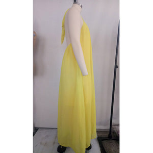 Fashion Halter Neck Backless Floor Length Dress #Yellow #Halter #O Neck #Chiffon SA-BLL51261-1 Sexy Lingerie and Gowns & Long Dresses by Sexy Affordable Clothing