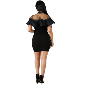 Rhinestone Black Ruffle Club Dress #Black #Ruffle SA-BLL282614 Sexy Clubwear and Club Dresses by Sexy Affordable Clothing