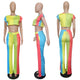 Short Sleeve Gradient Cropped Top Wide Leg Pants Set #Short Sleeve #Two Piece #Crop Top SA-BLL2725 Sexy Clubwear and Pant Sets by Sexy Affordable Clothing