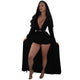 Deep V-neck High Waisted Flowy Cape Romper #Long Sleeve #V-Neck #High Waisted SA-BLL55605-2 Women's Clothes and Jumpsuits & Rompers by Sexy Affordable Clothing
