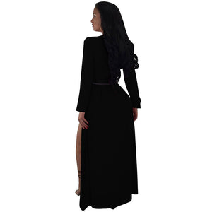 Deep V-neck High Waisted Flowy Cape Romper #Long Sleeve #V-Neck #High Waisted SA-BLL55605-2 Women's Clothes and Jumpsuits & Rompers by Sexy Affordable Clothing