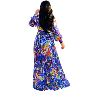 Long Sleeve Maxi Chiffon Wrap Dress #V Neck #Long Sleeve #Flower Print SA-BLL5067-3 Fashion Dresses and Maxi Dresses by Sexy Affordable Clothing