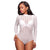 White Striped Mesh Bodysuit #White #Bodysuit SA-BLL8008-2 Women's Clothes and Bodysuits by Sexy Affordable Clothing