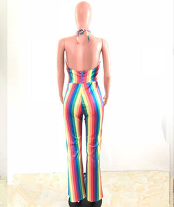 Rainbow Halter Jumpsuit #Sleeveless #Halter SA-BLL55490 Women's Clothes and Jumpsuits & Rompers by Sexy Affordable Clothing