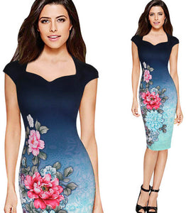 Gradient Flower Elegant Party Midi Dress  SA-BLL36114 Fashion Dresses and Midi Dress by Sexy Affordable Clothing