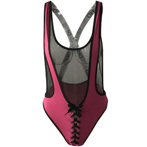 High Cut Sexy Lace-Up One-Piece Swimsuit #Mesh #Lace-Up #One-Piece #Omg SA-BLL32583-3 Sexy Swimwear and One-Piece Swimwear by Sexy Affordable Clothing