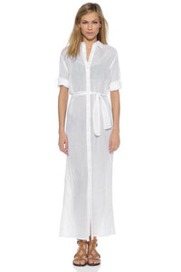 White Summer Maxi Shirt Dress  SA-BLL38280 Sexy Swimwear and Cover-Ups & Beach Dresses by Sexy Affordable Clothing