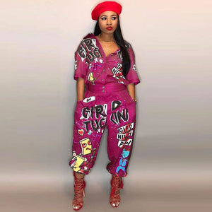 Euramerican Cartoon Printing One-piece Jumpsuits #Denim #Print SA-BLL55507-2 Women's Clothes and Jumpsuits & Rompers by Sexy Affordable Clothing