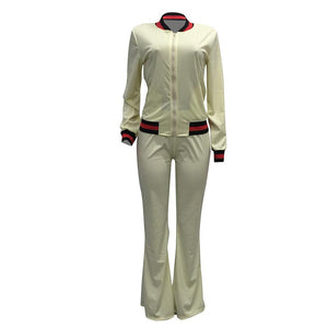 Leisure Wide Leg Pants Suit #White #Two Piece SA-BLL28055-1 Sexy Clubwear and Pant Sets by Sexy Affordable Clothing