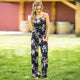 Plus Size Casual Loose Fit Floral Print Cami Beach Jumpsuit #Jumpsuit #Black SA-BLL55231-4 Women's Clothes and Jumpsuits & Rompers by Sexy Affordable Clothing