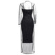 Sexy U Neck See-Through Black Linen Mid Calf Dress #Midi Dress #Black SA-BLL362061 Fashion Dresses and Midi Dress by Sexy Affordable Clothing