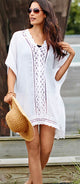 White Lace Detail Chiffon Swim Cover Up  SA-BLL38288 Sexy Swimwear and Cover-Ups & Beach Dresses by Sexy Affordable Clothing