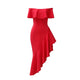 Red Ruffle Off The Shoulder Irregular Hem Maxi Dress #Maxi Dress #Red SA-BLL51225 Fashion Dresses and Maxi Dresses by Sexy Affordable Clothing