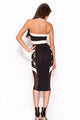 Black Two Tone 2-piece Crop Top Midi Skirt SetL  SA-BL2754 Sexy Clubwear and Skirt Sets by Sexy Affordable Clothing