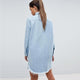 Chambray Stone Frayed Shirt Denim Shift Dress With Tassel #Long Sleeve #Turn-Down Neck SA-BLL2093-2 Fashion Dresses and Mini Dresses by Sexy Affordable Clothing