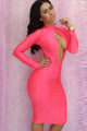 Pink Open Keyhole Bodycon Dress  SA-BLL2608 Fashion Dresses and Bodycon Dresses by Sexy Affordable Clothing