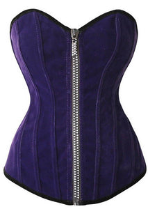 Purple Front Zip Sexy Corset  SA-BLL42694-2 Sexy Lingerie and Corsets and Garters by Sexy Affordable Clothing