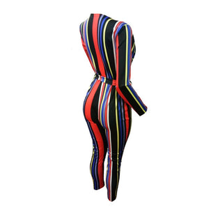 Colorful Sexy Strippes Deep-V Jumpsuit #Jumpsuit #Stripe #V-Neck SA-BLL55434-1 Women's Clothes and Jumpsuits & Rompers by Sexy Affordable Clothing
