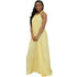 Fashion Halter Neck Backless Floor Length Dress #Yellow #Halter #O Neck #Chiffon