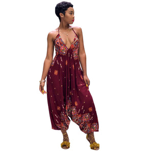 Printed Bohemian Goddess Jumpsuit (Red) #Printed #Straps #Bohemian SA-BLL55584-2 Women's Clothes and Jumpsuits & Rompers by Sexy Affordable Clothing