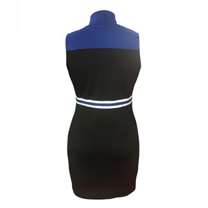 Top-to-Toe Zipped Contrast Bodycon Dresses #Zipper #Turndown Collar #Sleeve SA-BLL2160 Fashion Dresses and Mini Dresses by Sexy Affordable Clothing