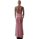 Sexy Backless Pink Evening Gown With Ruffles #Pink #Ruffles #Backless SA-BLL51201 Fashion Dresses and Midi Dress by Sexy Affordable Clothing