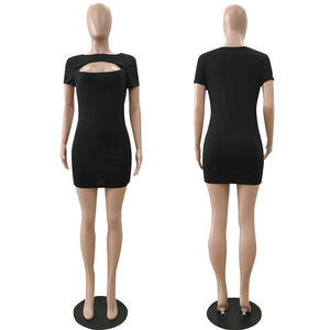 Short Sleeve Open-cut Dress #Black #Short Sleeve SA-BLL2736-1 Fashion Dresses and Mini Dresses by Sexy Affordable Clothing