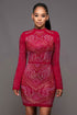 Winslow Red Jeweled Quilted Dress