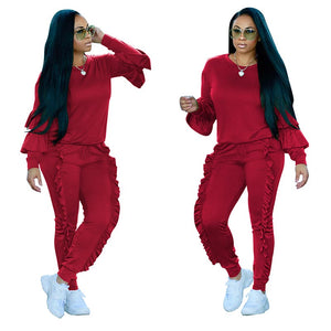 Fatima Ruffle Jogger Set #Two Piece #Ruffle SA-BLL28020-3 Sexy Clubwear and Pant Sets by Sexy Affordable Clothing